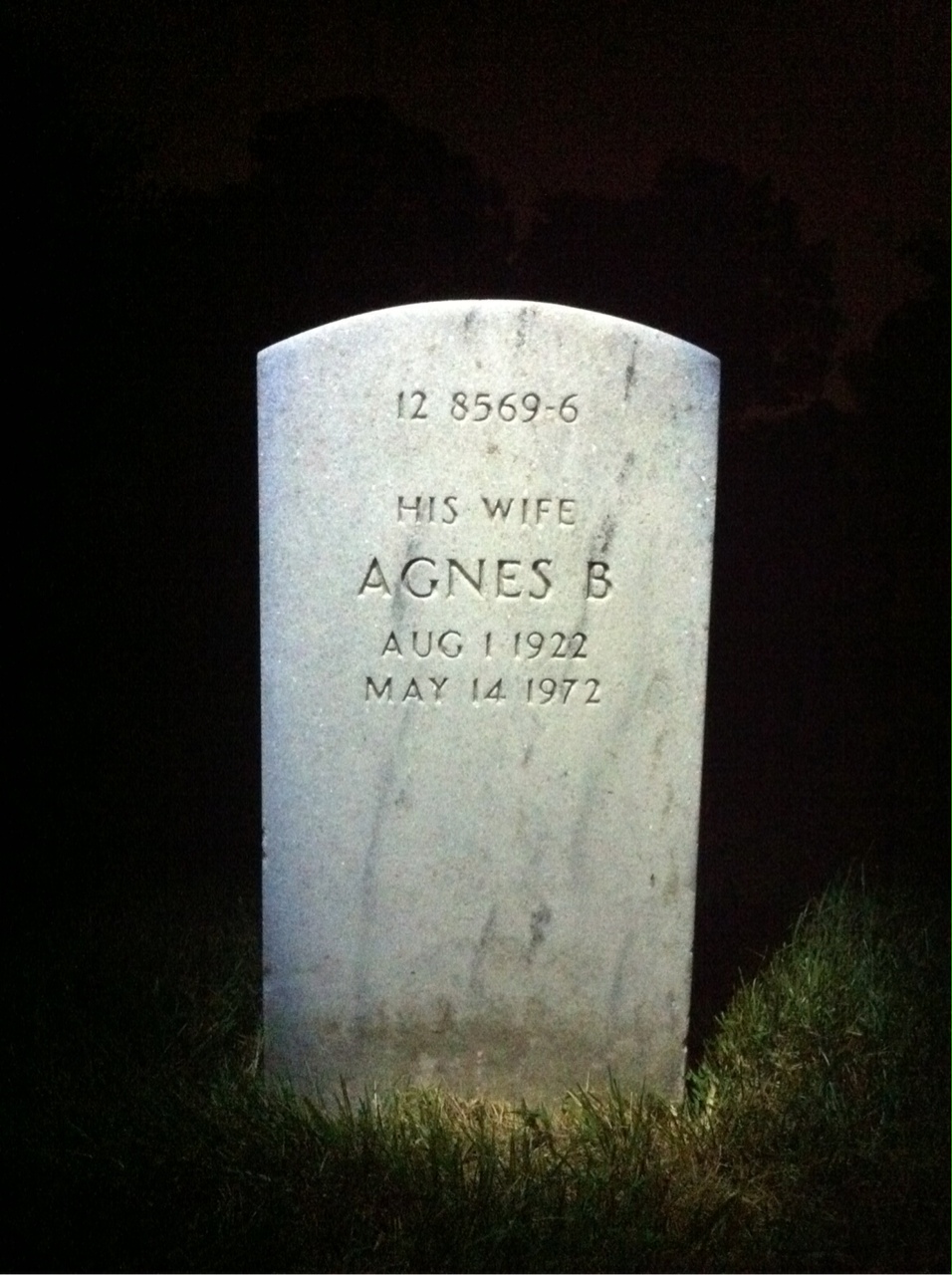 Back of headstone — Agnes Klenofski