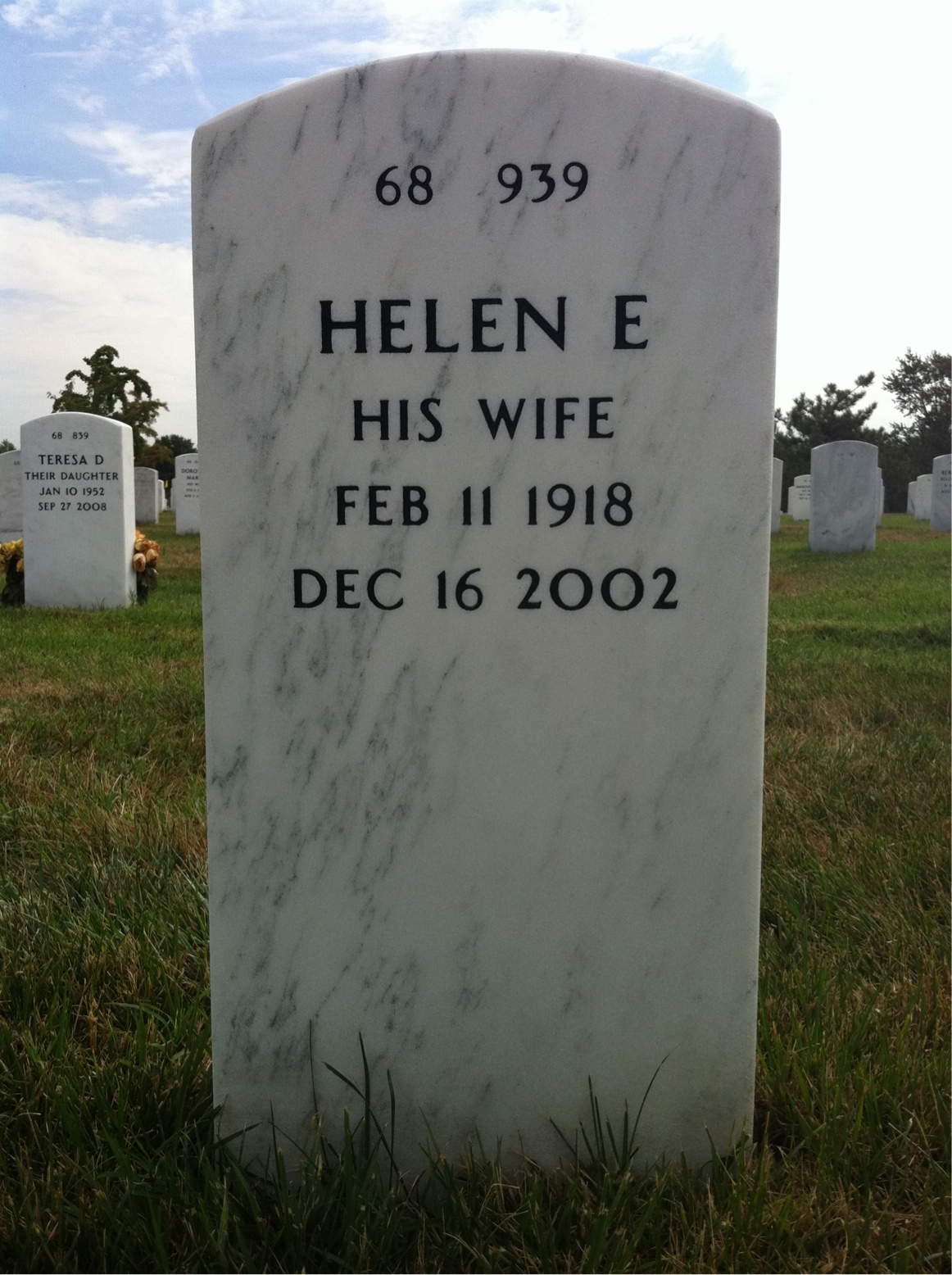 Back of headstone — Martin Archer