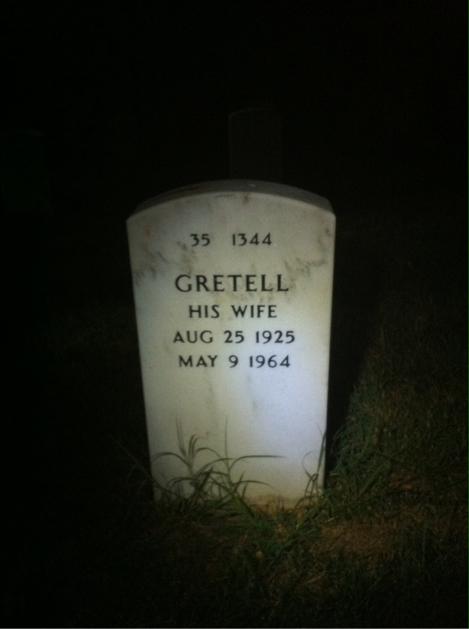 Back of headstone — Harry Mansfield