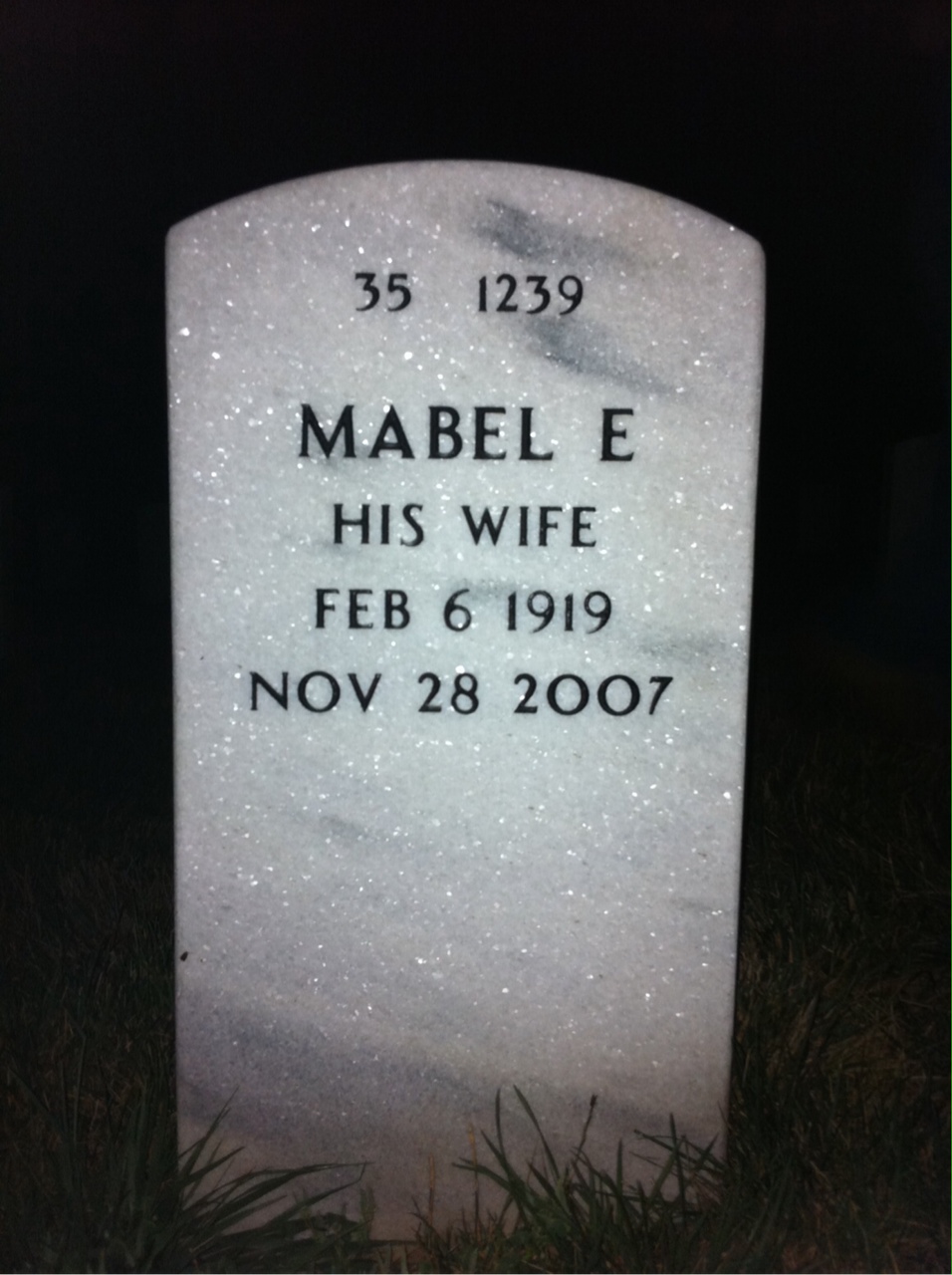 Back of headstone — Grover Porter