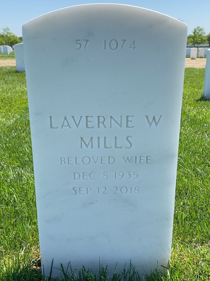 Back of headstone — Robert Mills