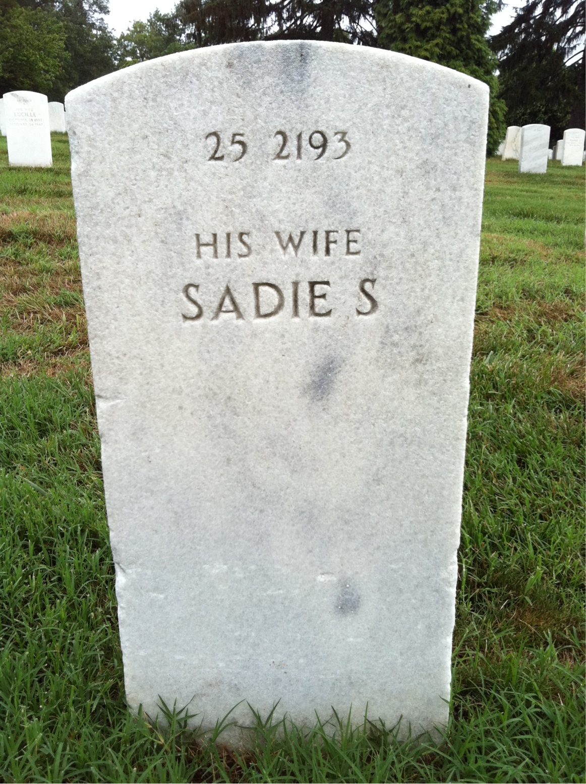 Back of headstone — Sadie Murphy