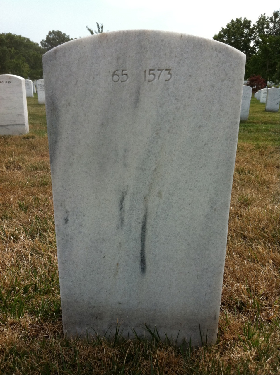 Back of headstone — Leonard Myers