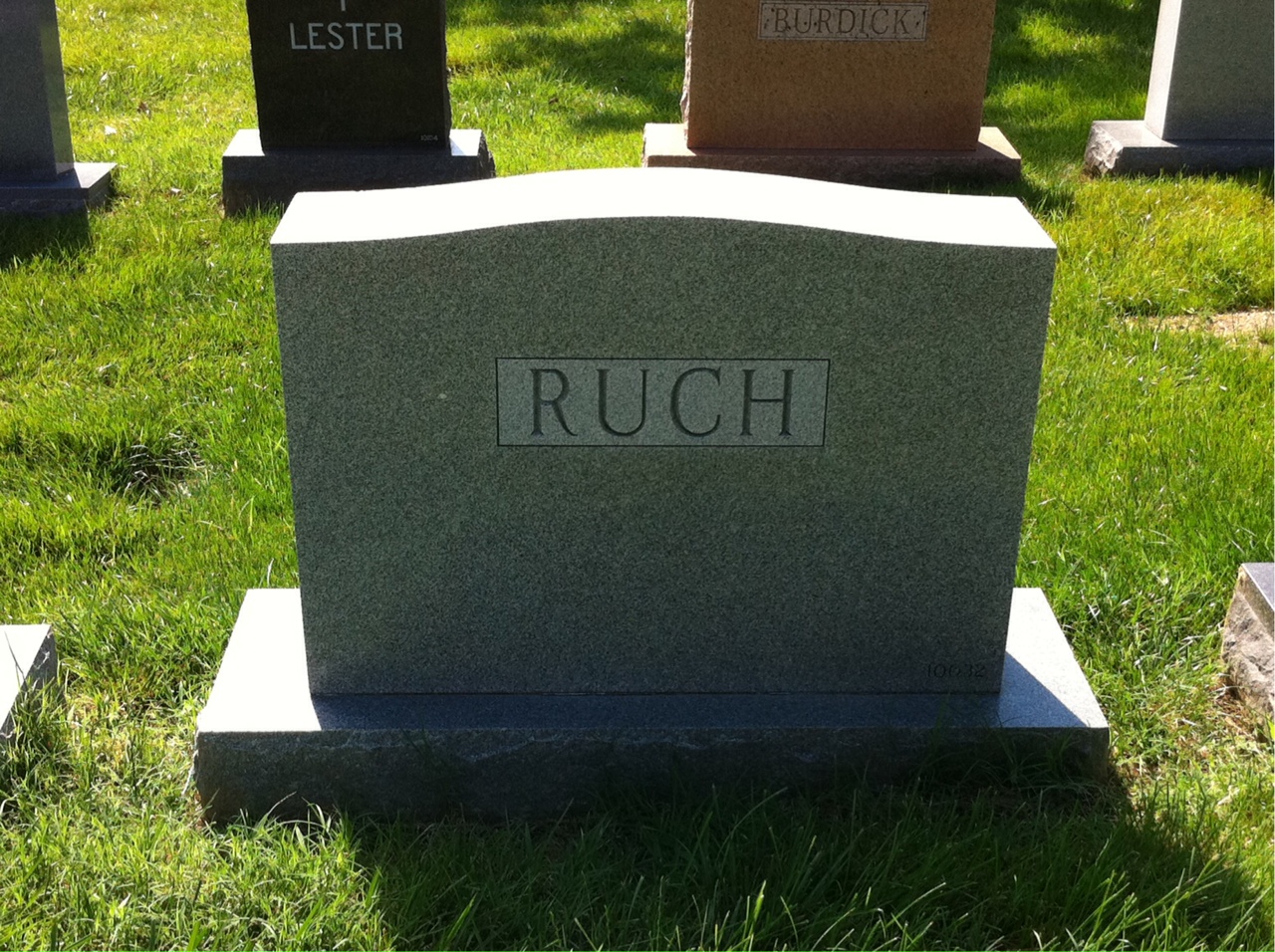 Back of headstone — Louis Ruch