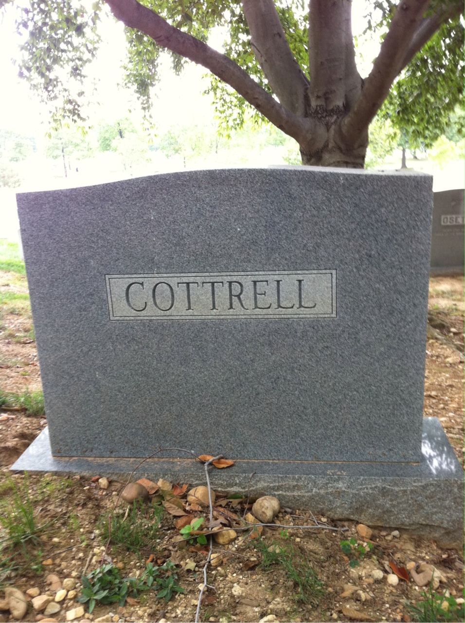 Back of headstone — Walter A Cottrell