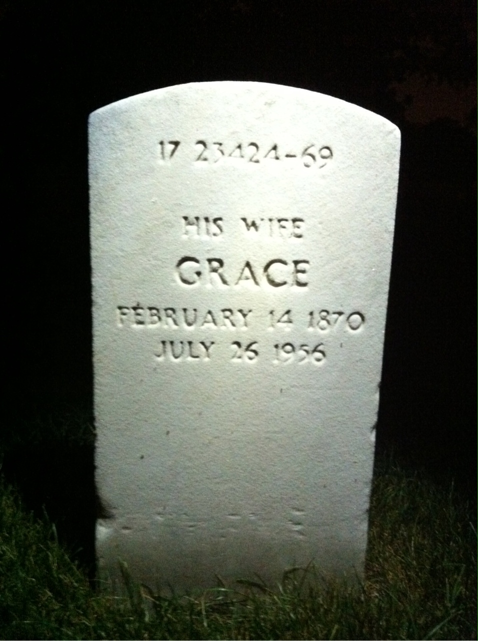 Back of headstone — Grace Ammann
