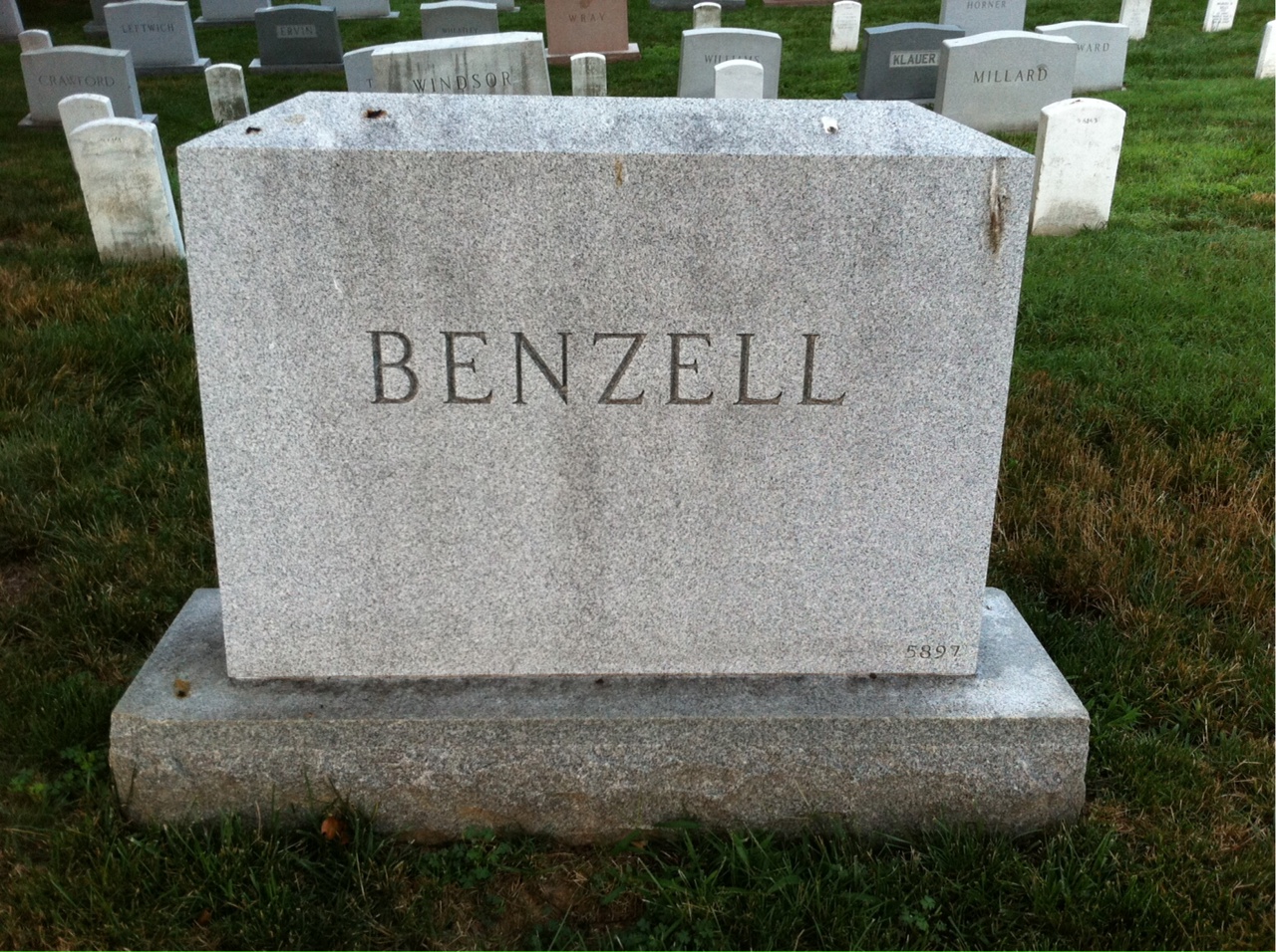 Back of headstone — Philip Benzell