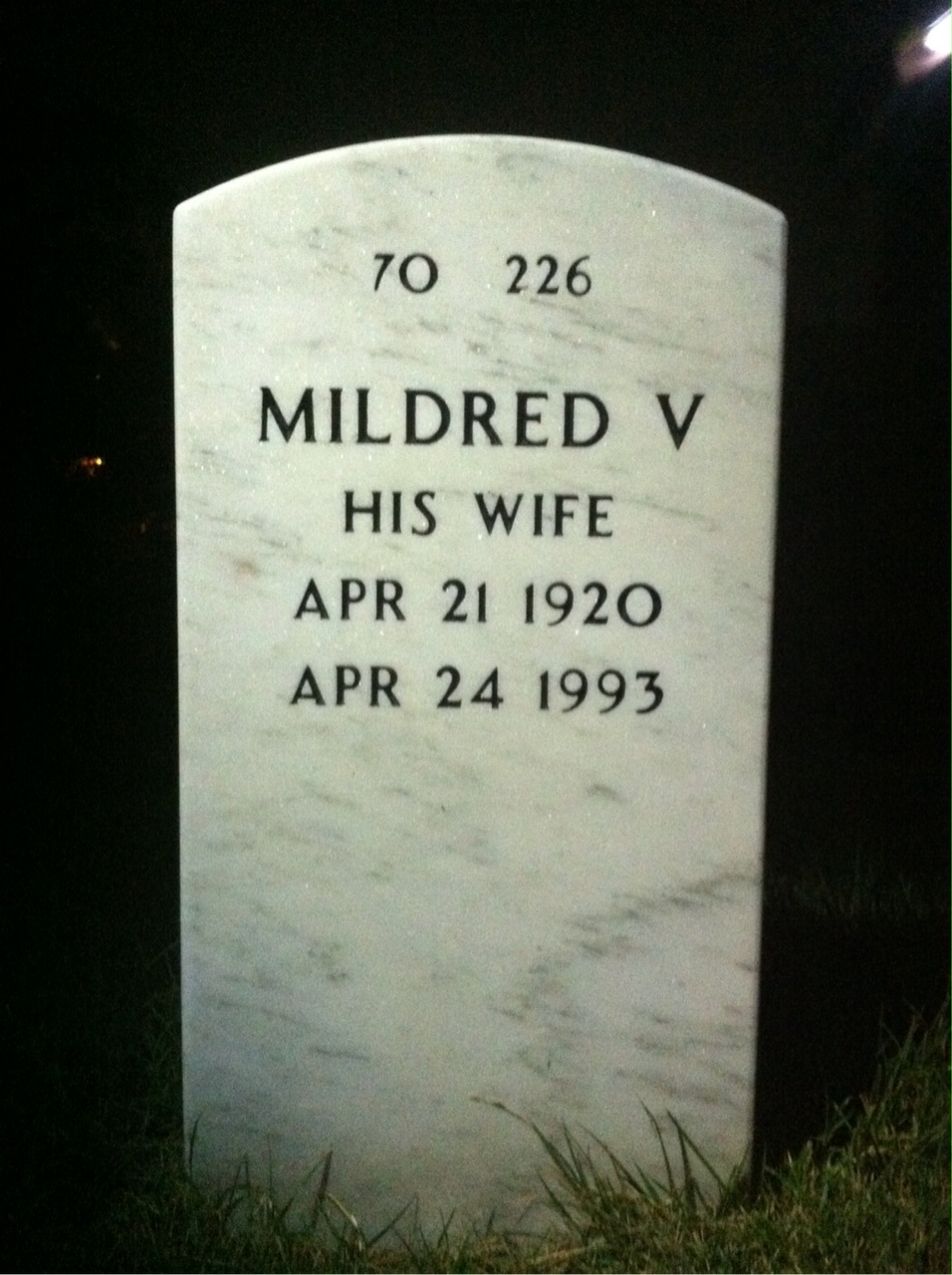 Back of headstone — David Griffin