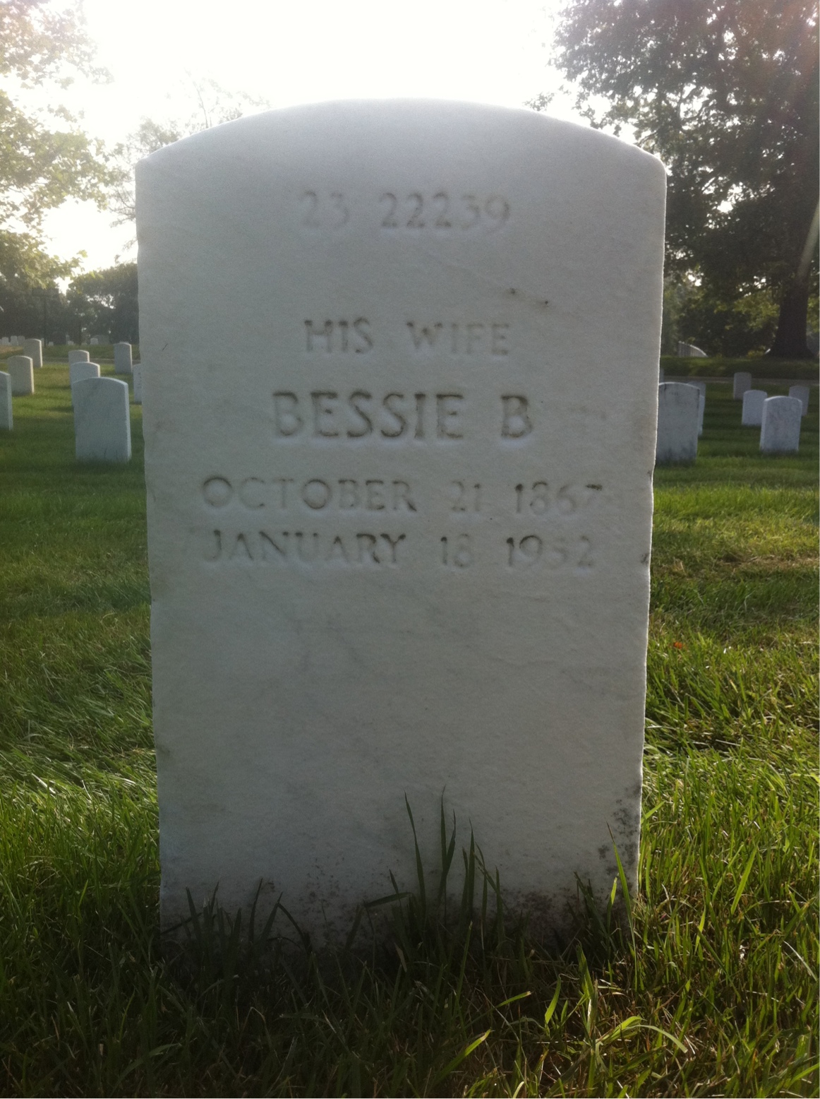 Back of headstone — Bessie Anderson