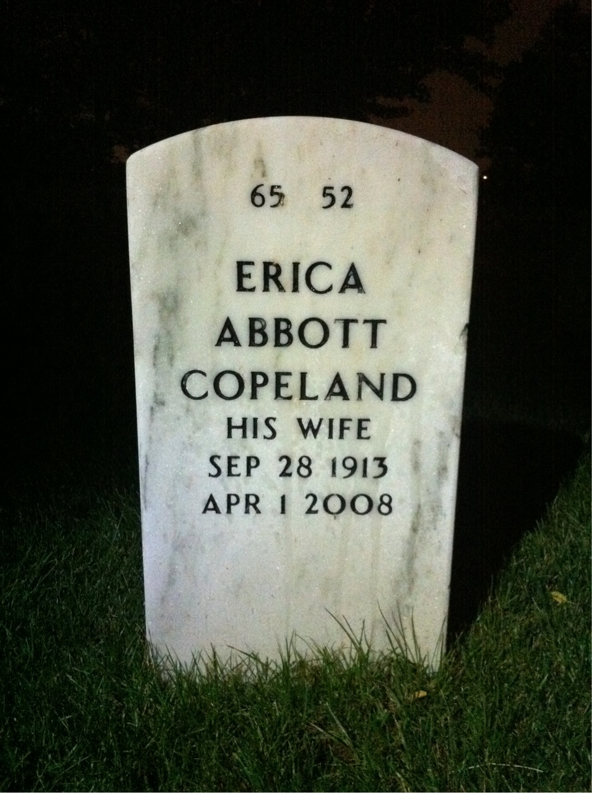 Back of headstone — Clark Abbott