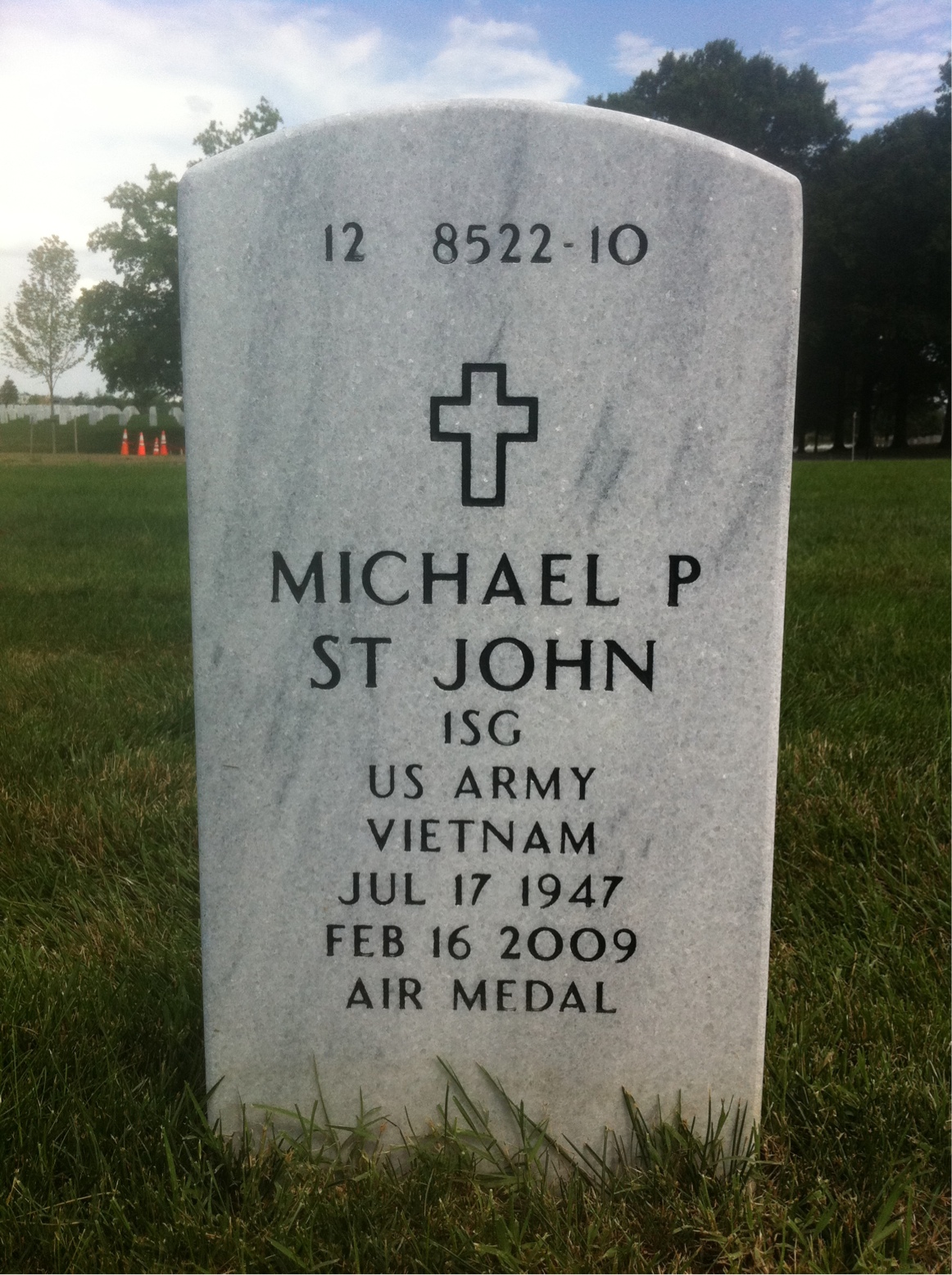 Back of headstone — Joseph St John