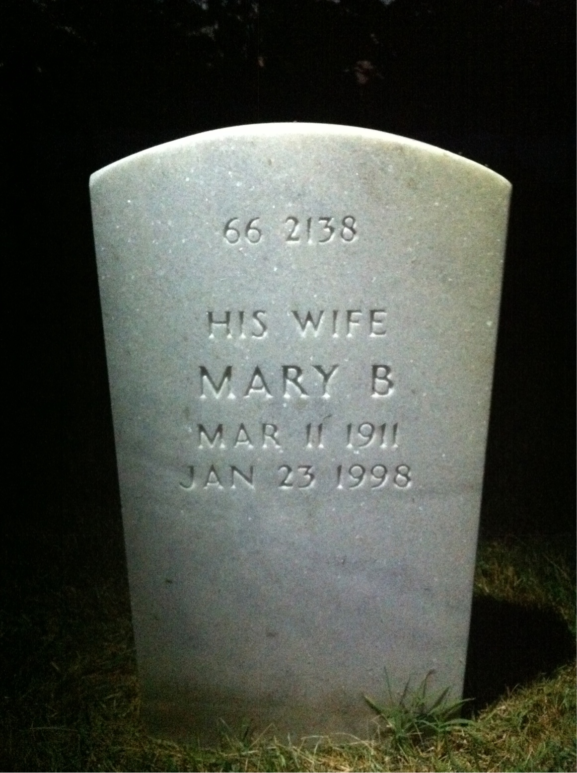 Back of headstone — Mary Cunningham