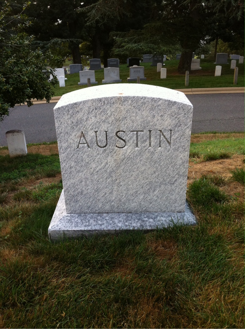 Back of headstone — Charles Austin