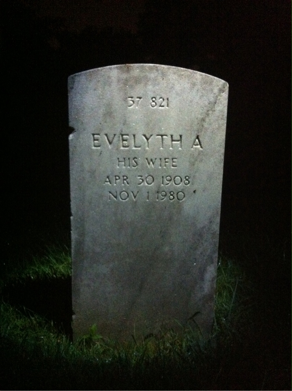 Back of headstone — Dewitt Myers