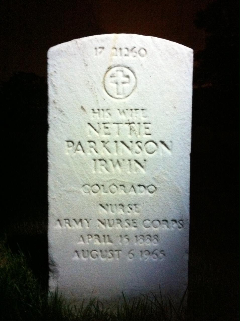 Back of headstone — William Irwin
