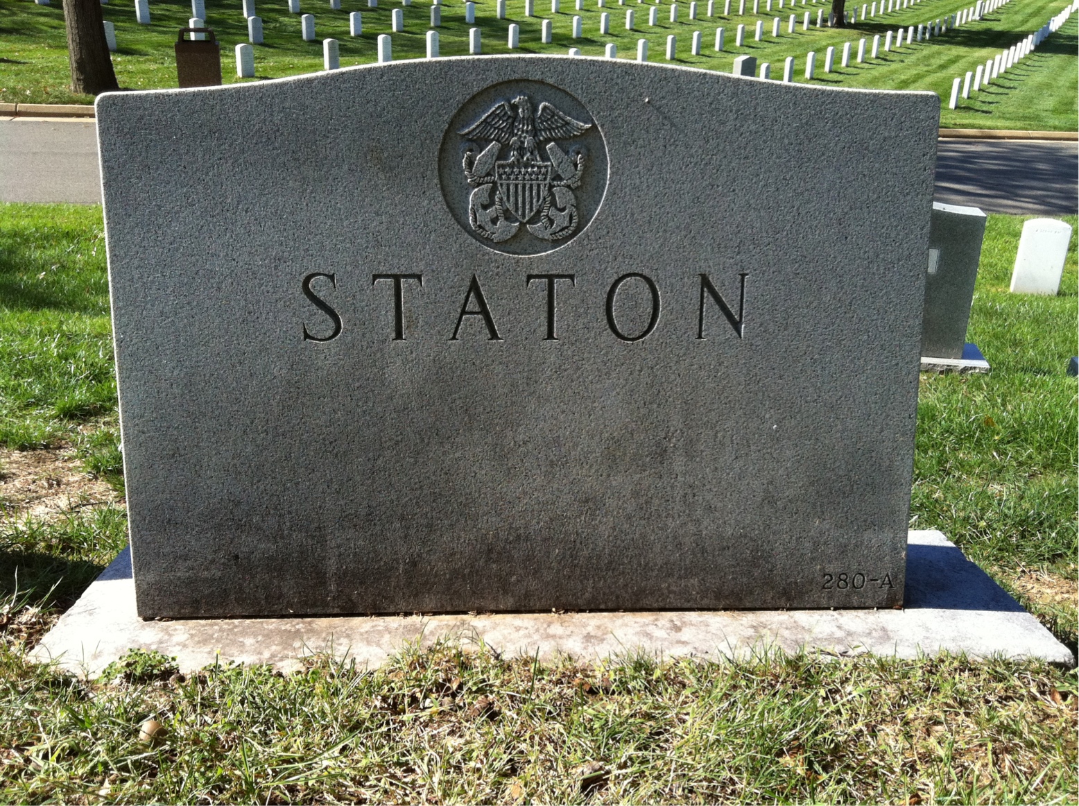 Back of headstone — Adolphus Staton