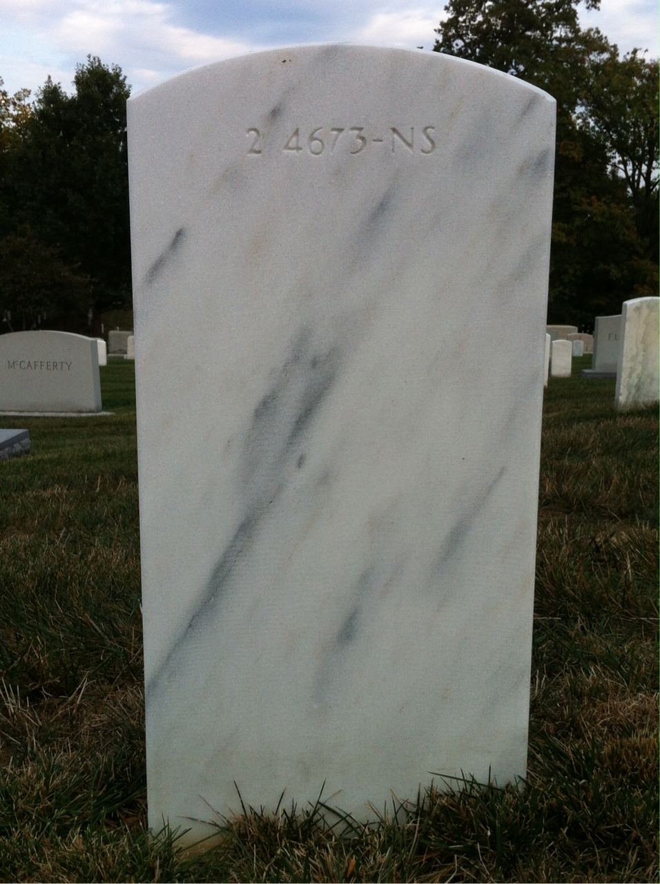 Back of headstone — Karin Gventer Tackaberry