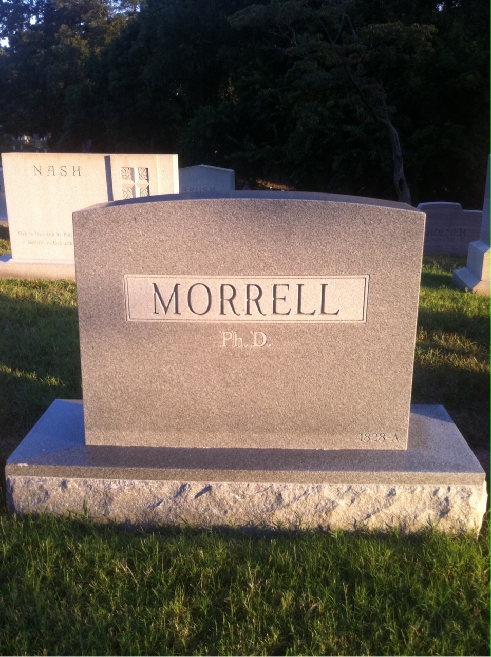 Back of headstone — Jacque Morrell