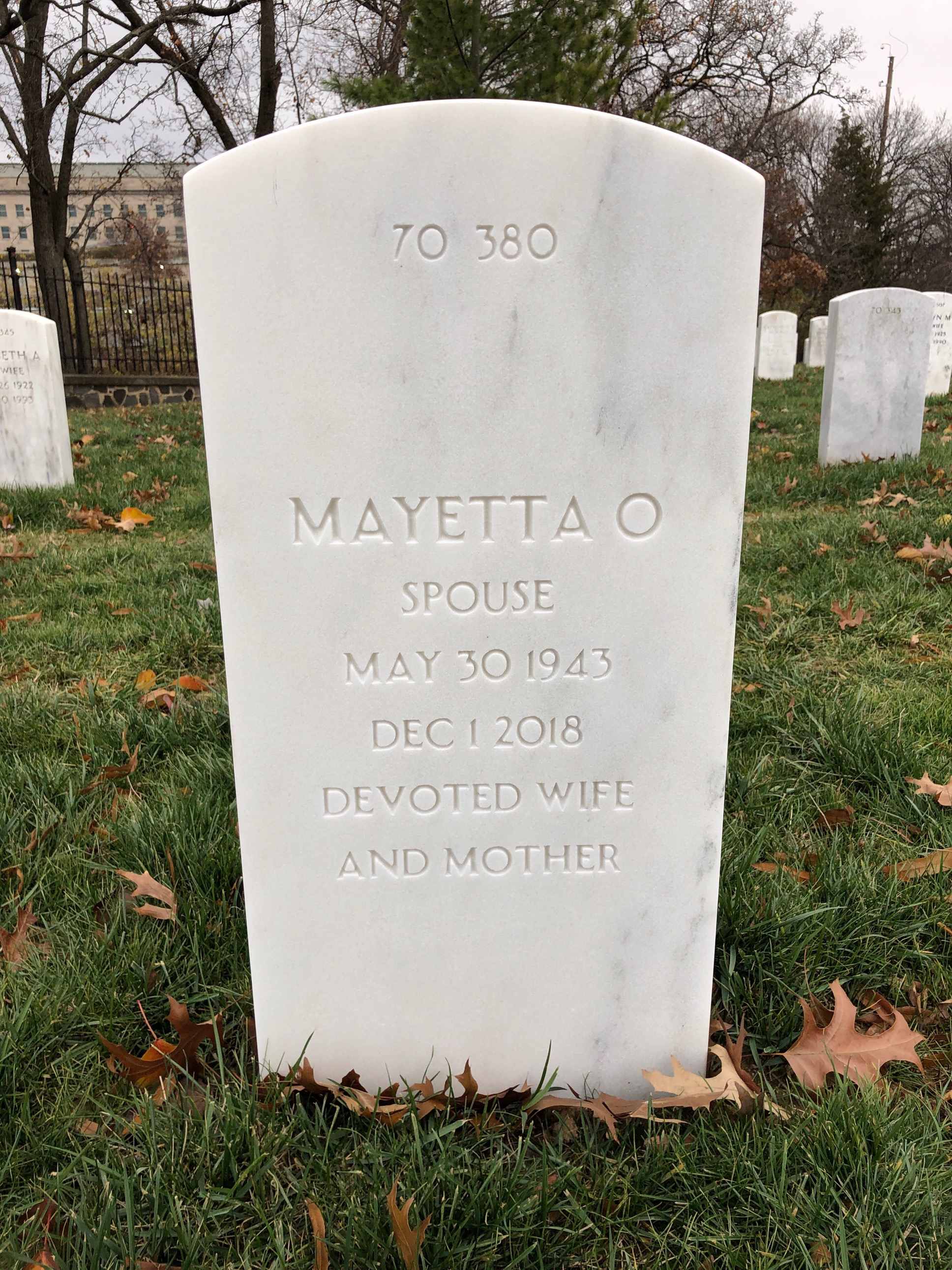 Back of headstone — Wesley Frank Brown