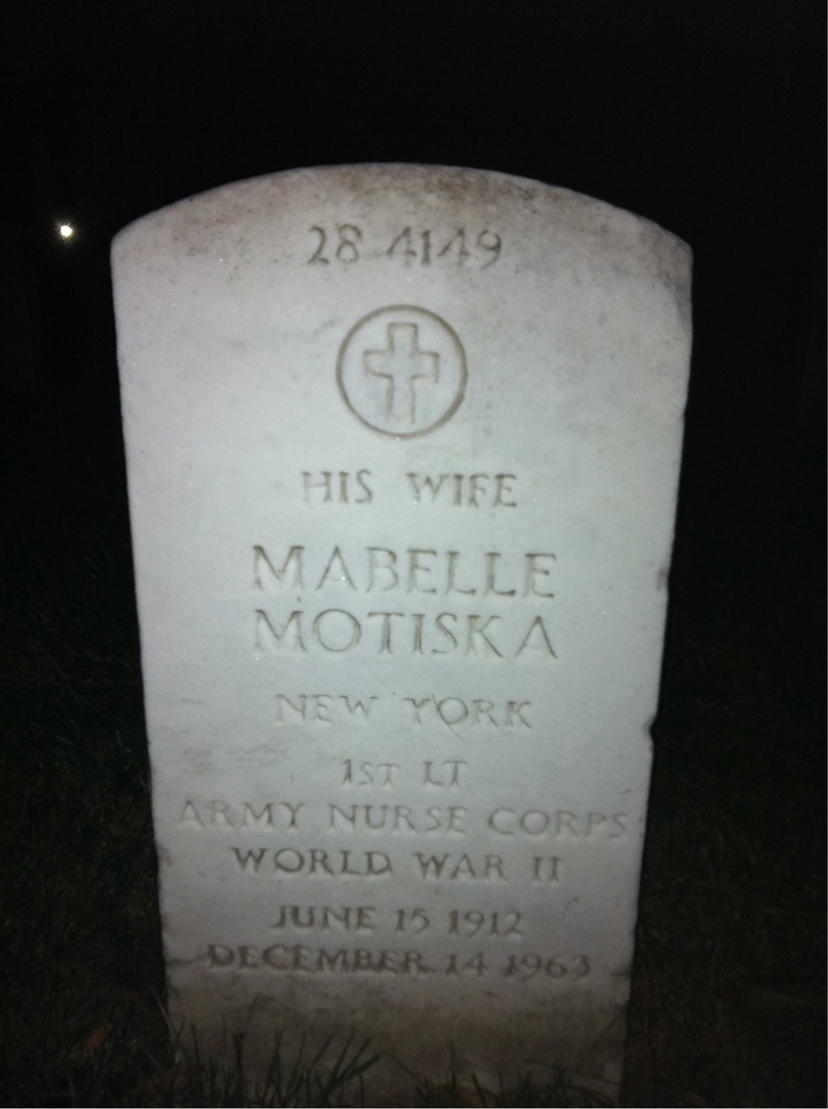 Back of headstone — John Motiska