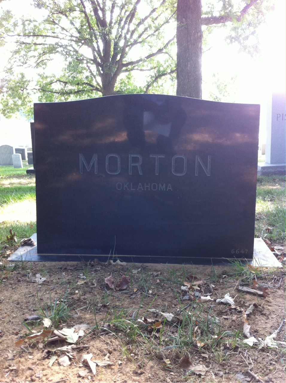 Back of headstone — Harvey Morton