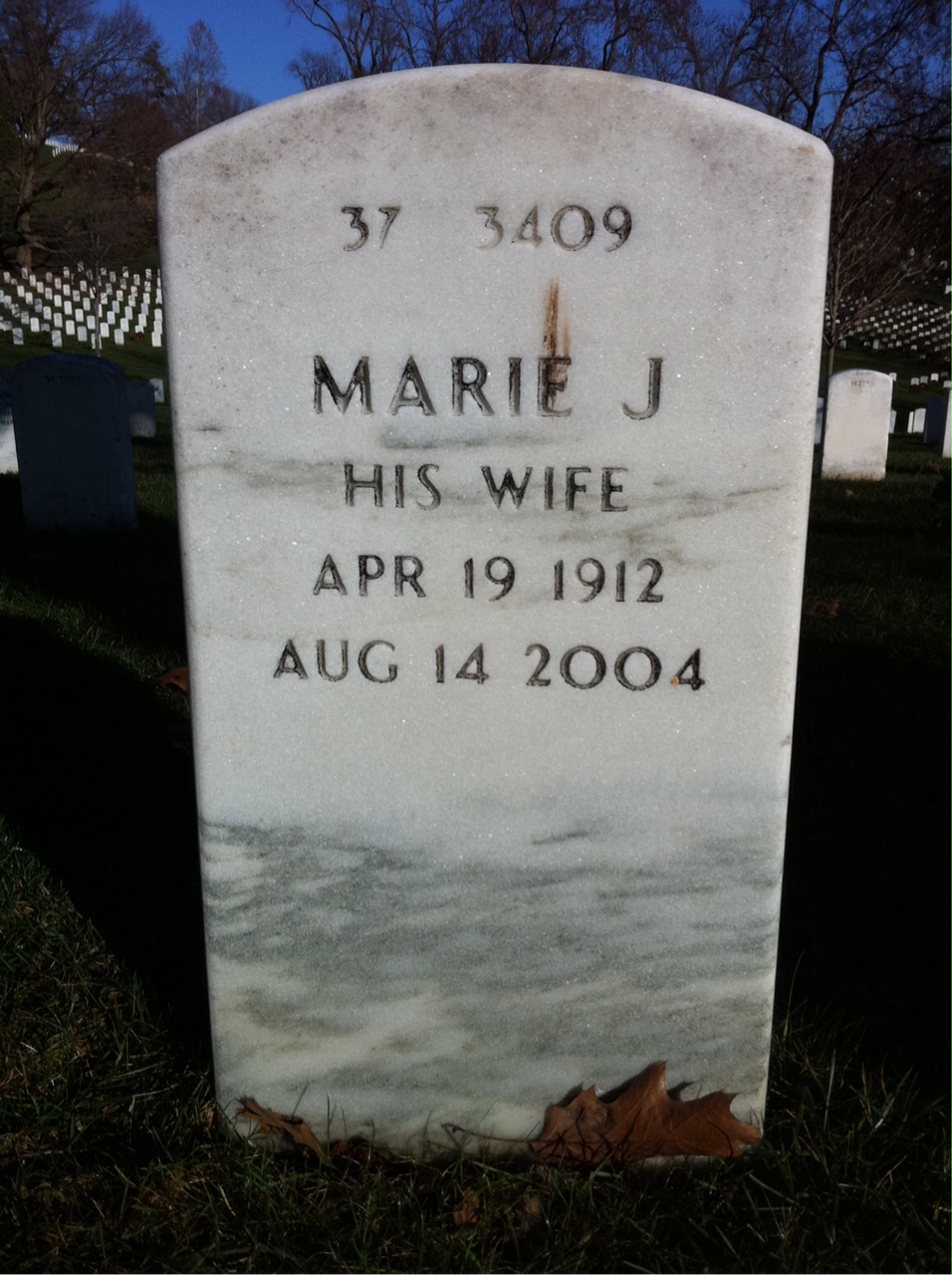 Back of headstone — Mathew Kump