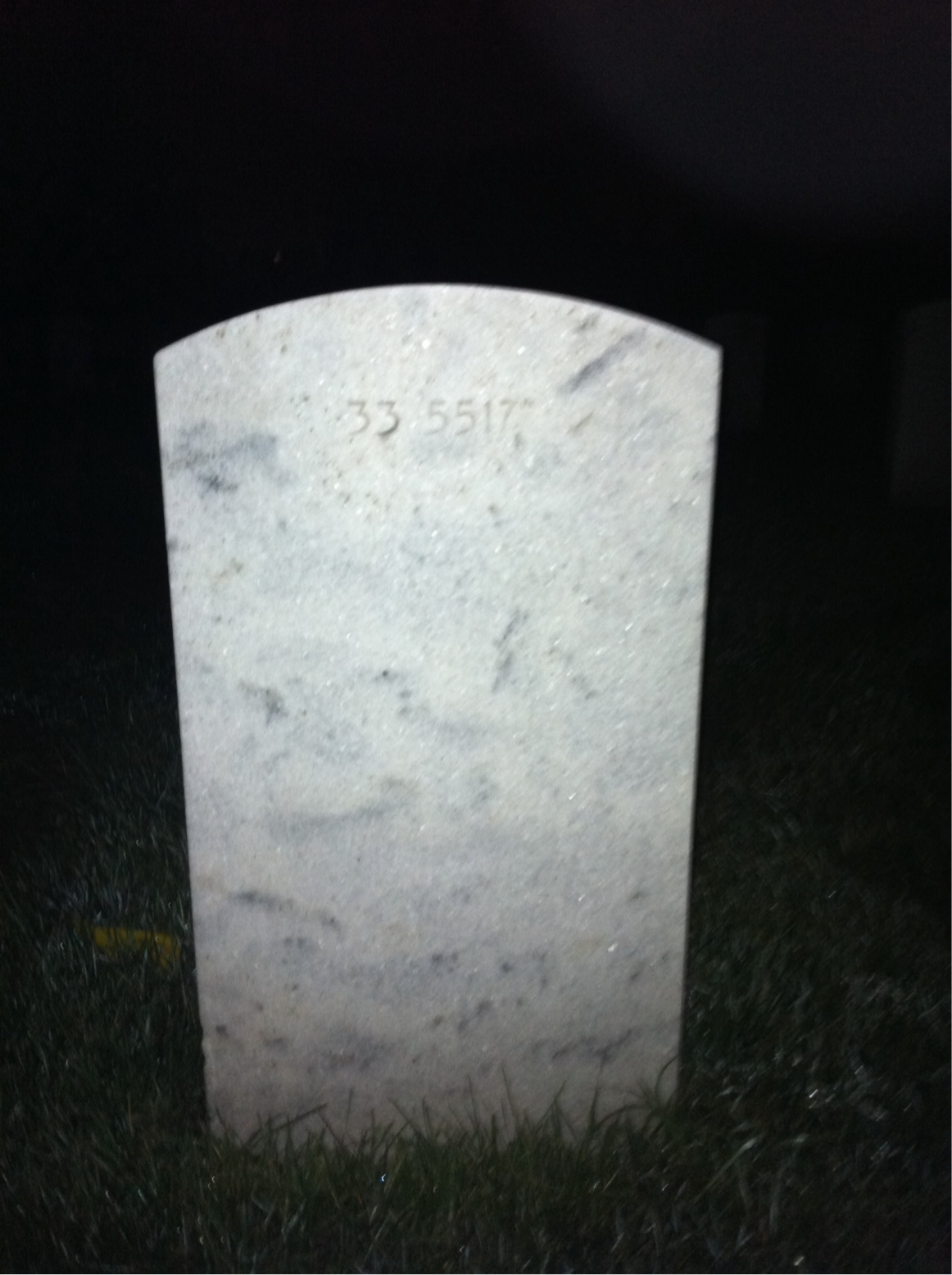 Back of headstone — John Myers