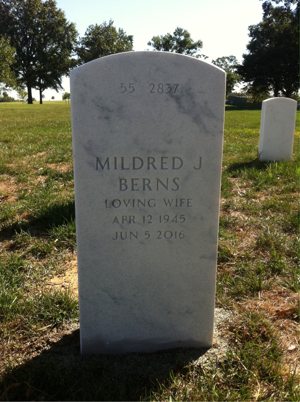 Back of headstone — Ted Baldwin