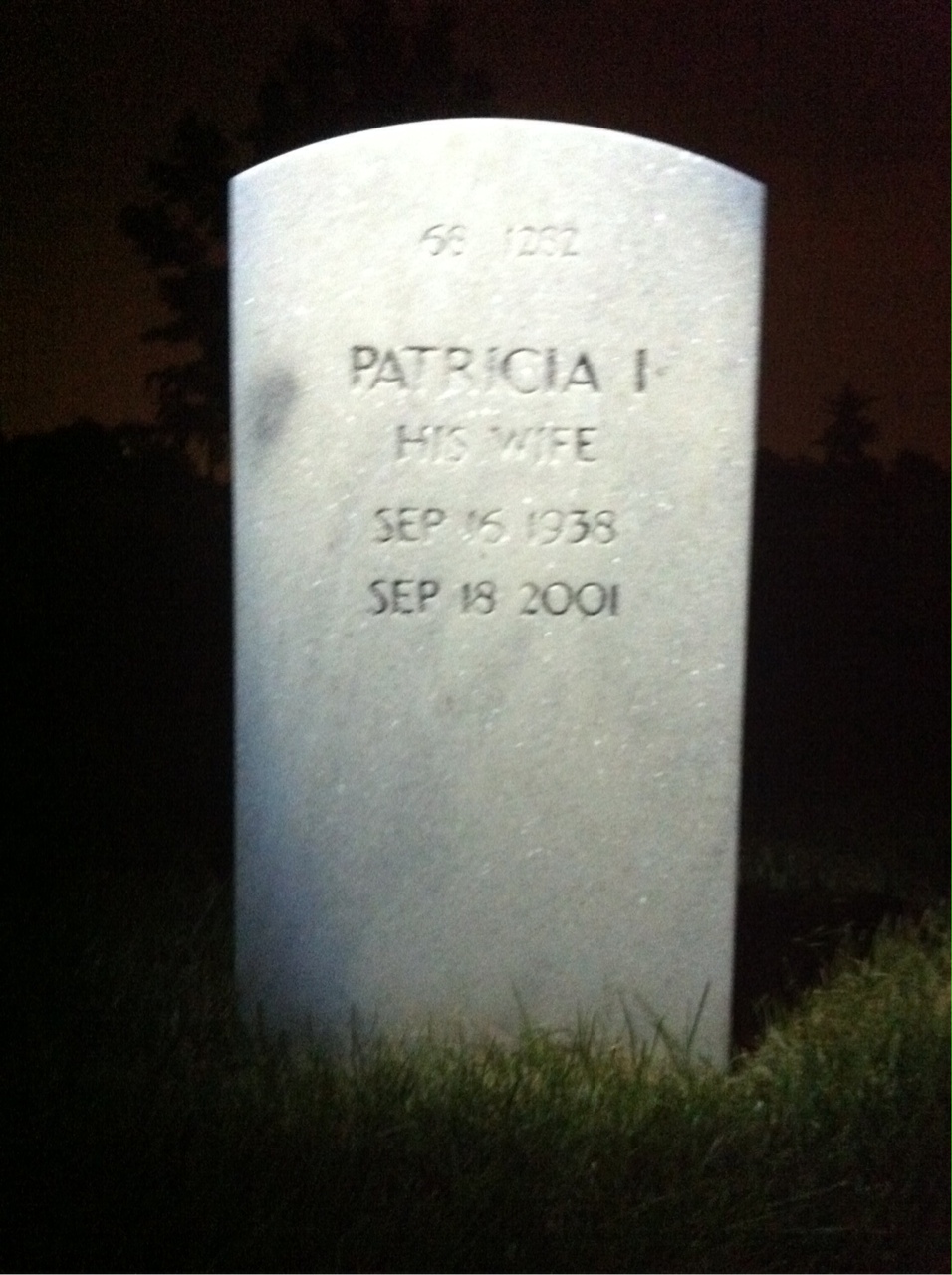 Back of headstone — Patricia Andrews