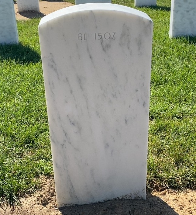 Back of headstone — Michael Adams