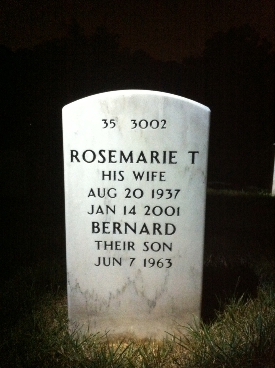 Back of headstone — Bernard Mcgill