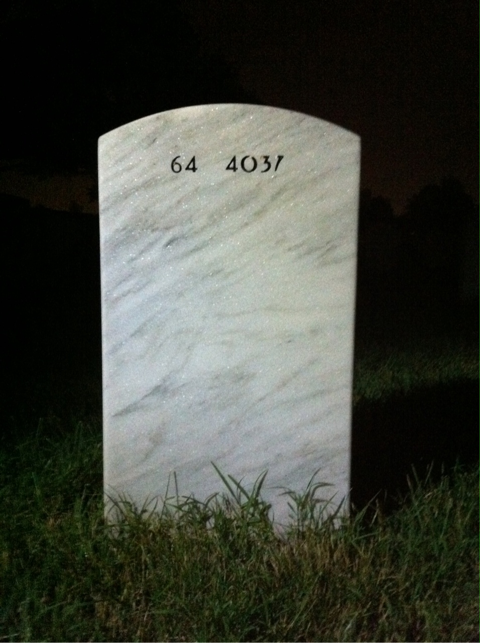 Back of headstone — Calvin Mullins