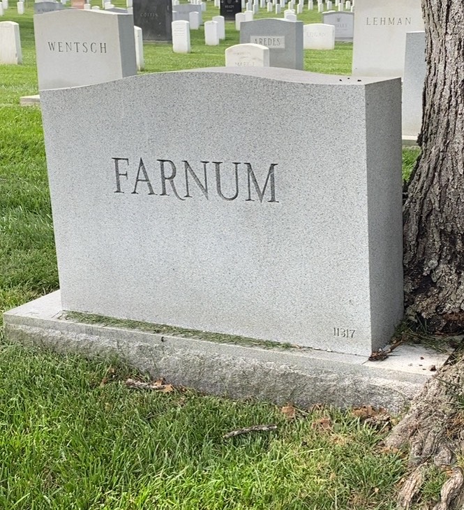 Back of headstone — William Cushman Farnum