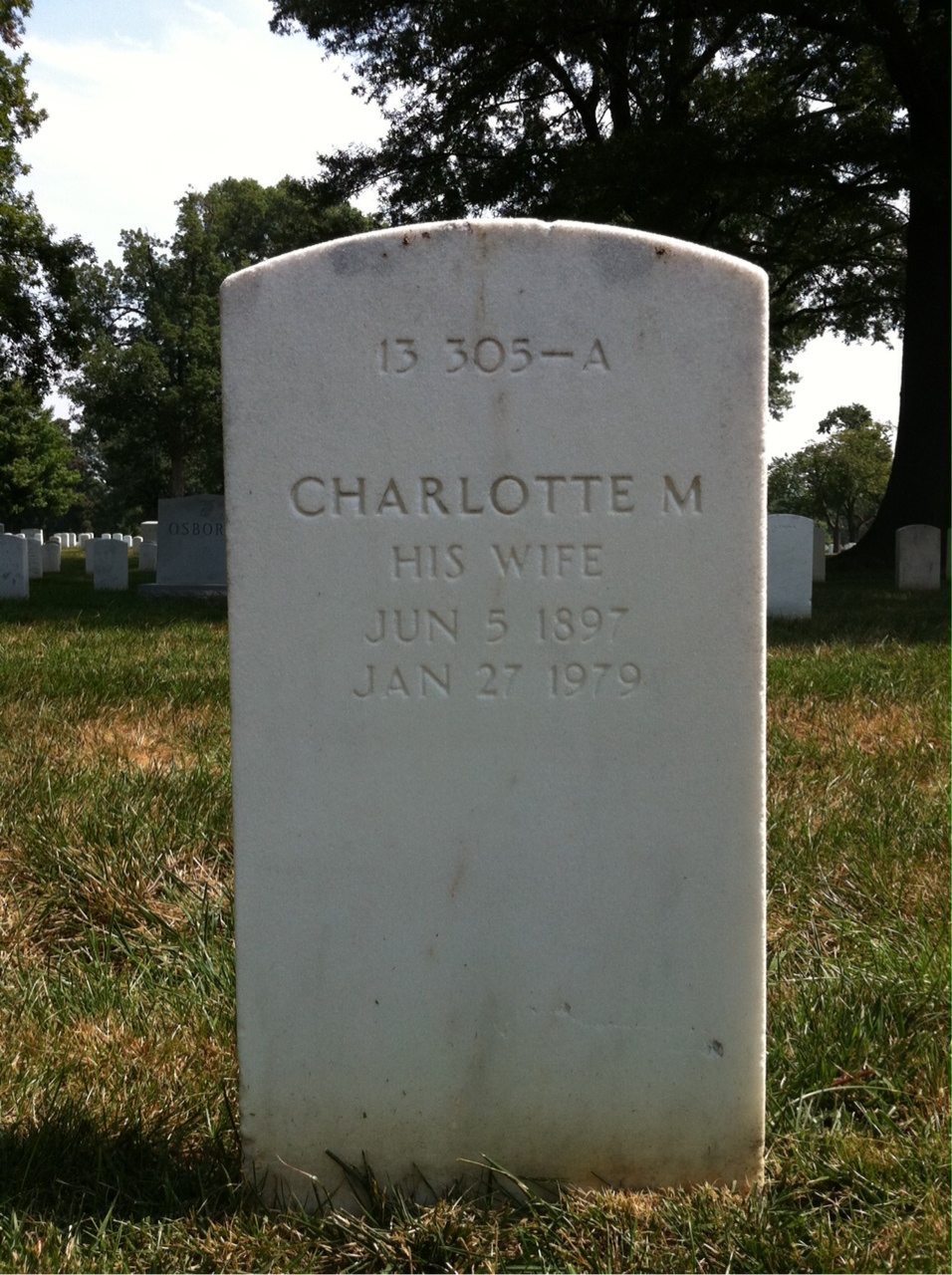 Back of headstone — Werner C Strecker