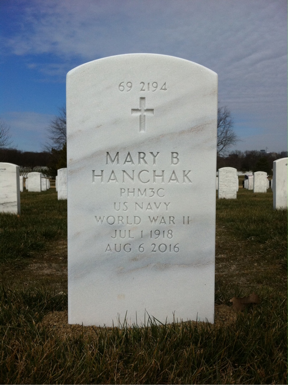 Back of headstone — Walter Hanchak