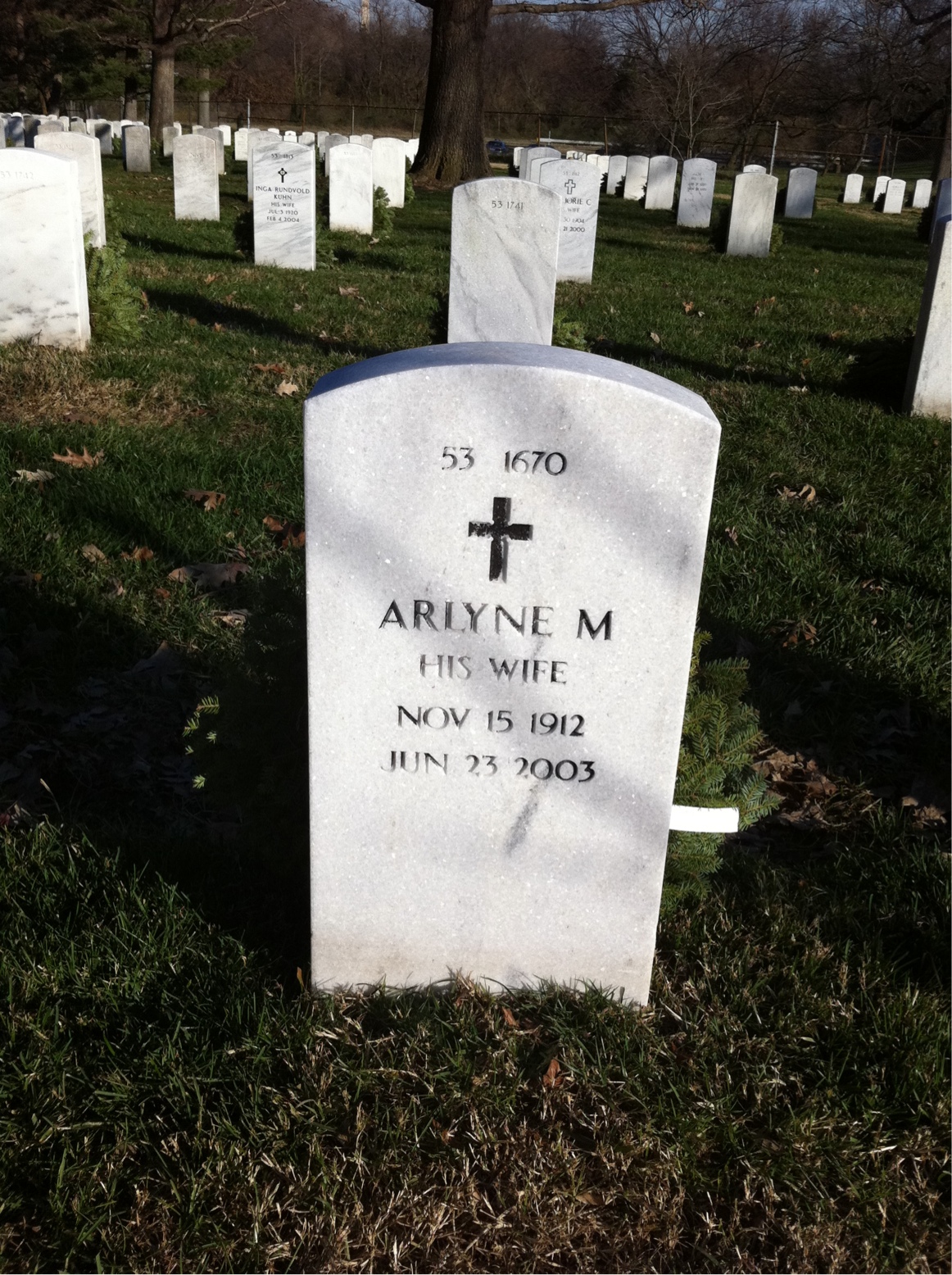 Back of headstone — Arlyne Baillie