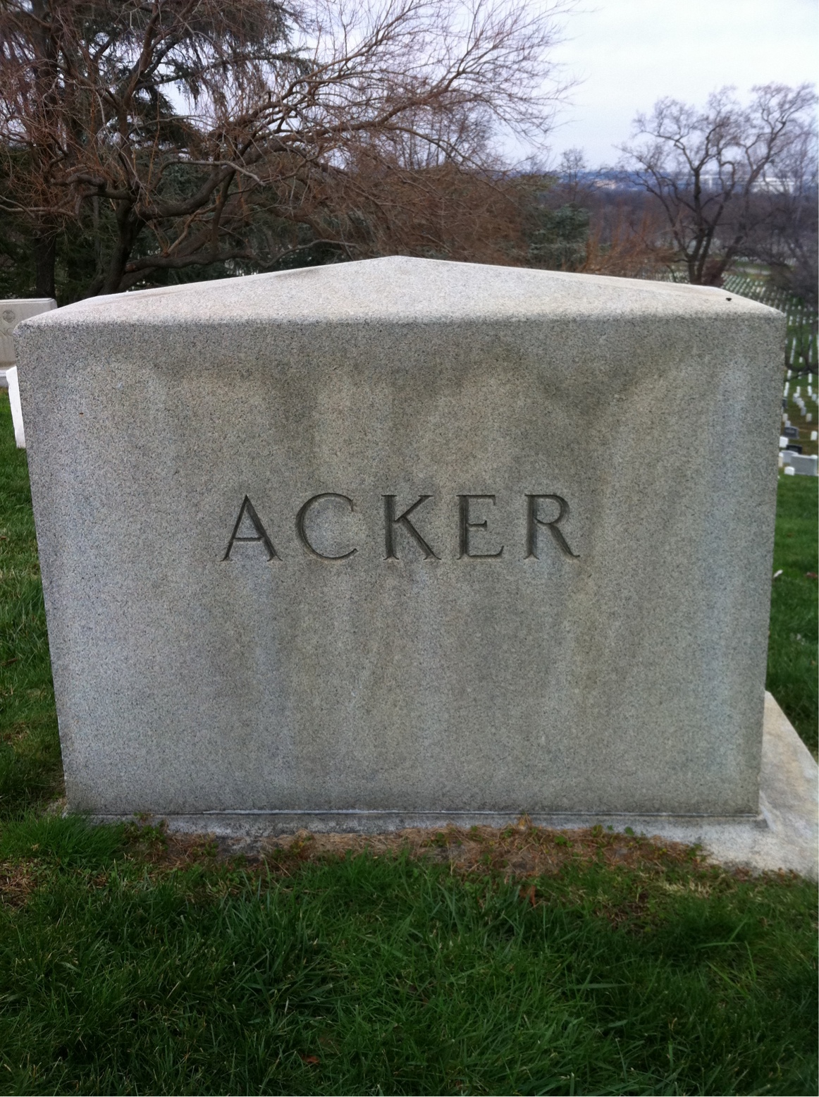 Back of headstone — George Acker