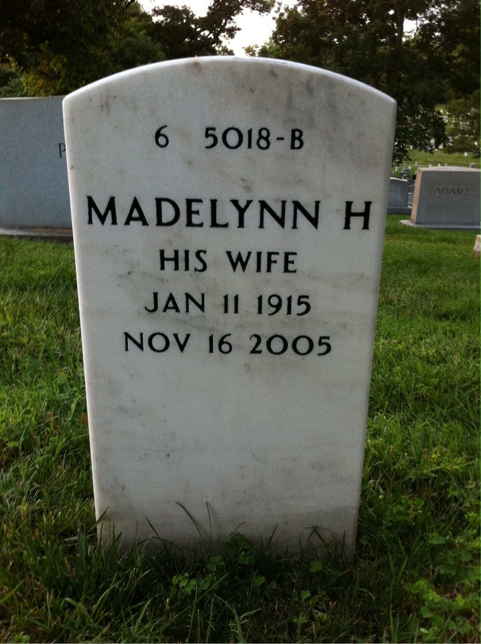 Back of headstone — Maurice Batson