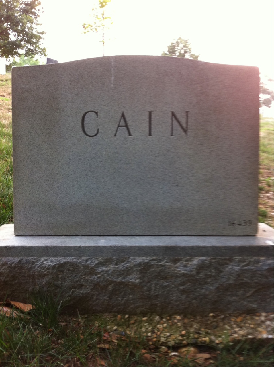 Back of headstone — John Cain