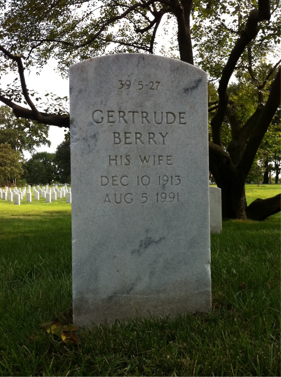 Back of headstone — Gertrude Baird