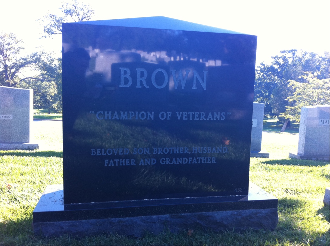 Back of headstone — Jesse Brown