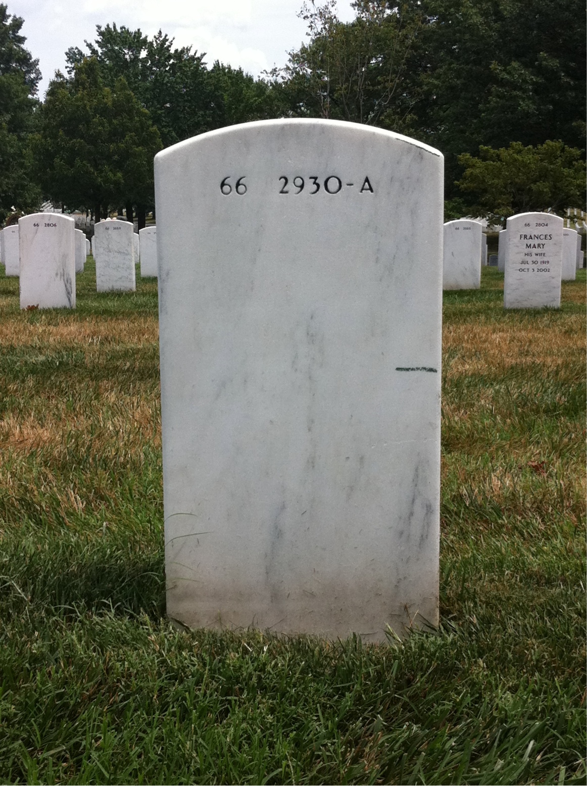 Back of headstone — Johnny Thompson