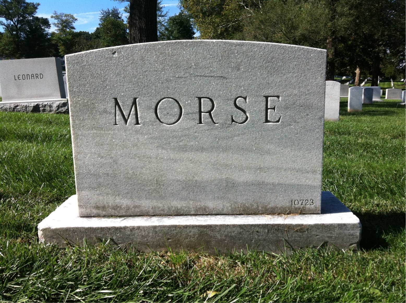 Back of headstone — Francis Morse