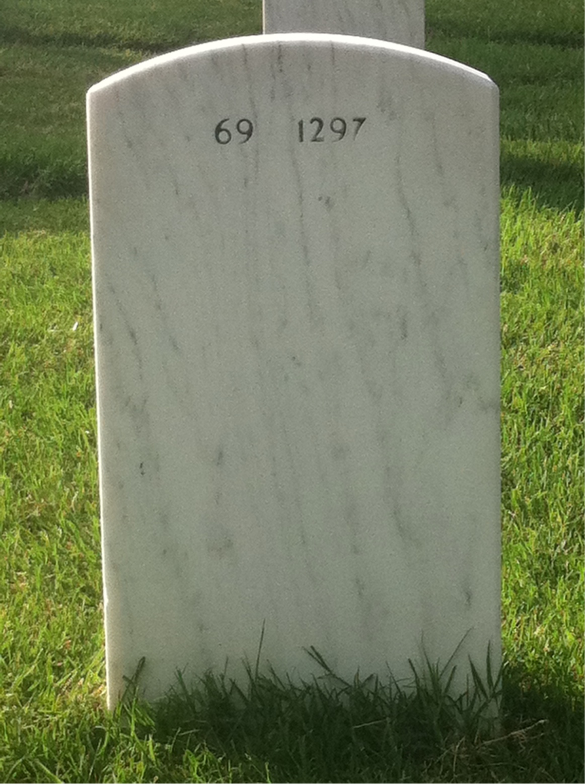 Back of headstone — James Hansen