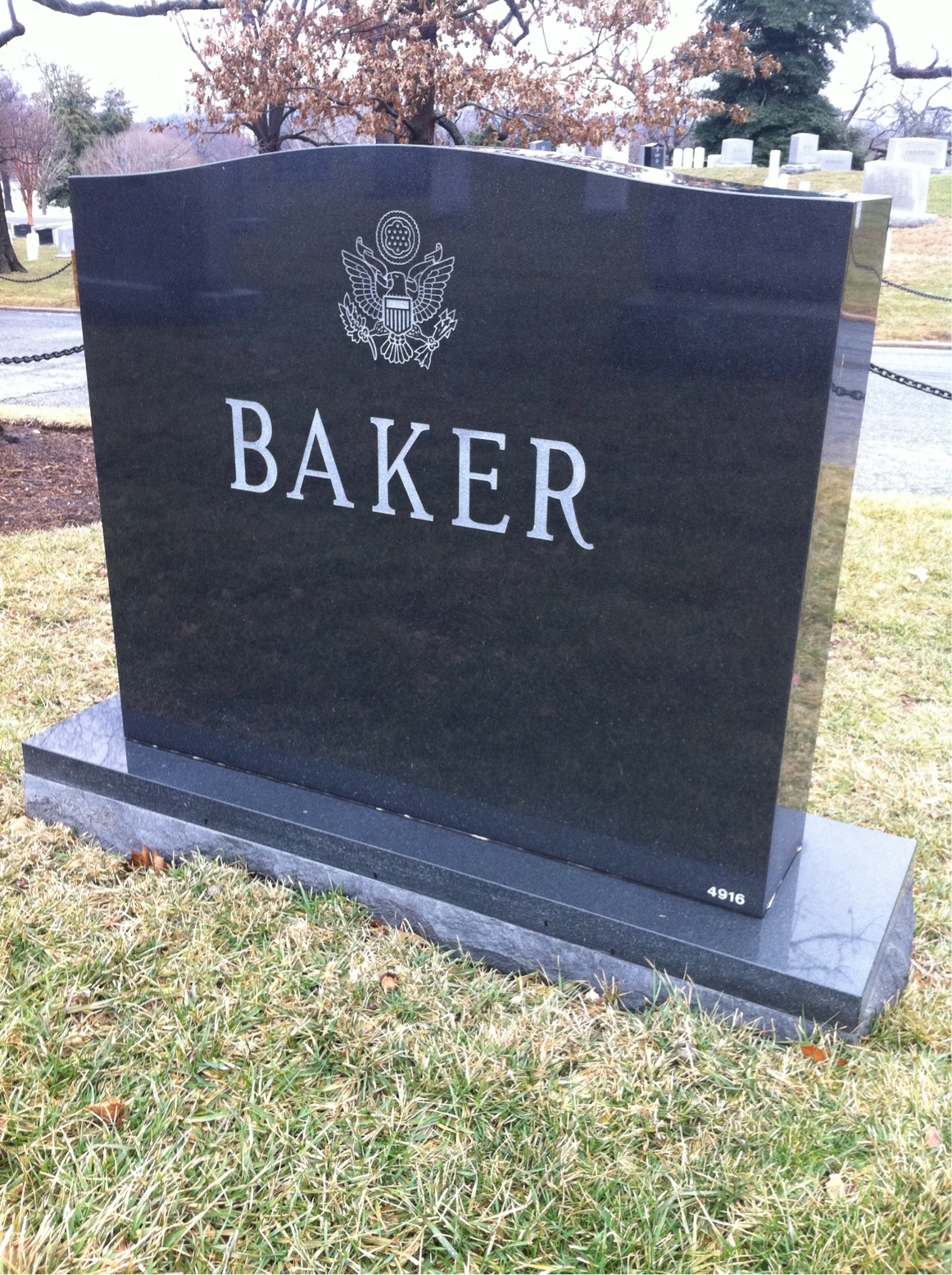 Back of headstone — Dan Baker