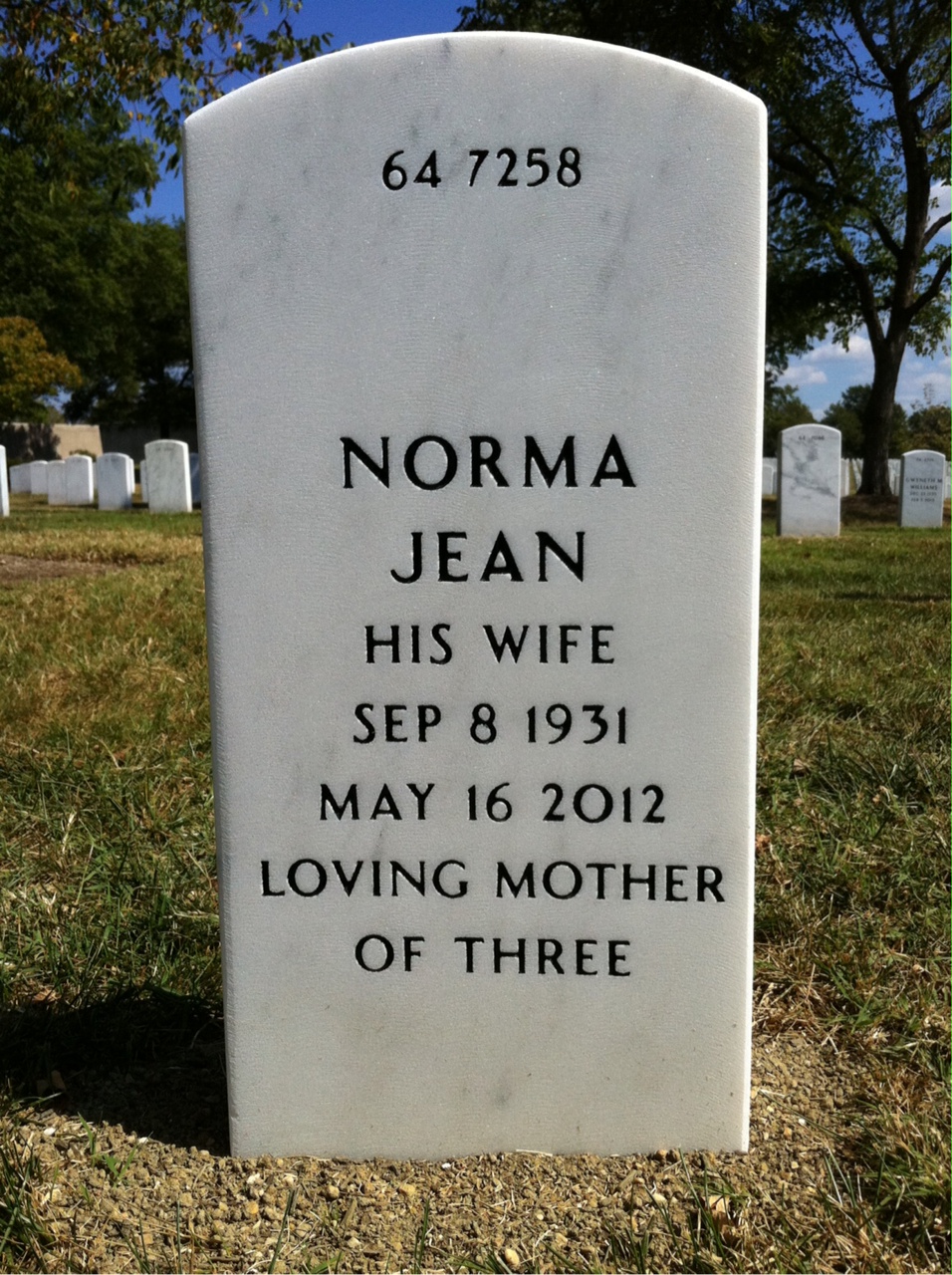 Back of headstone — Joseph Mcananey