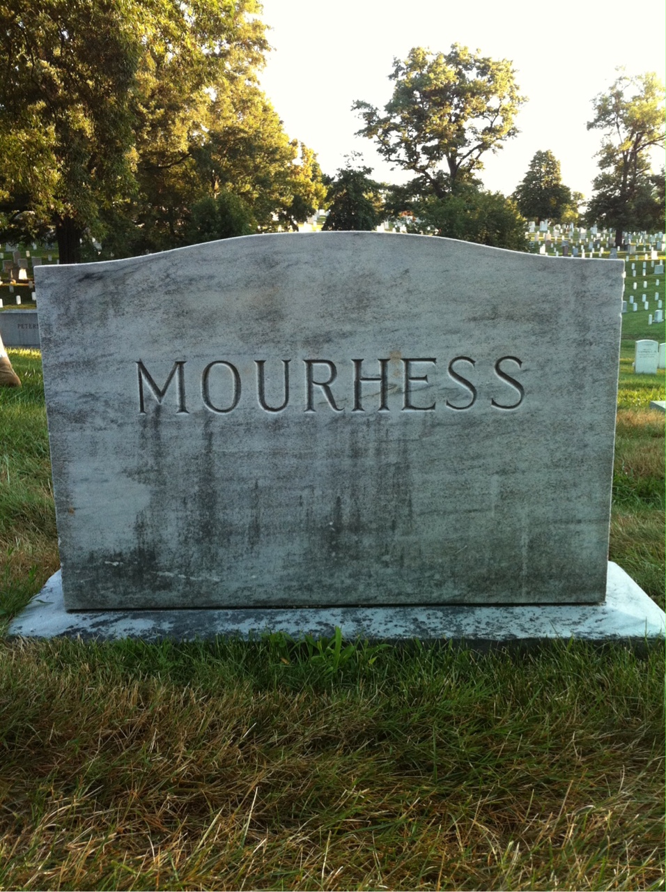 Back of headstone — Charles Mourhess
