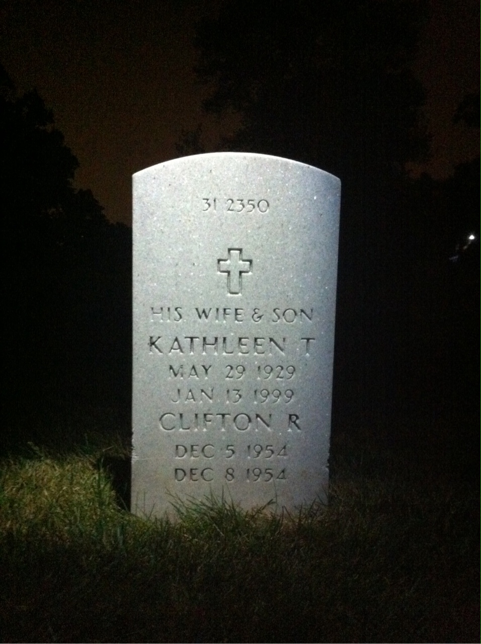 Back of headstone — Kathleen Moore