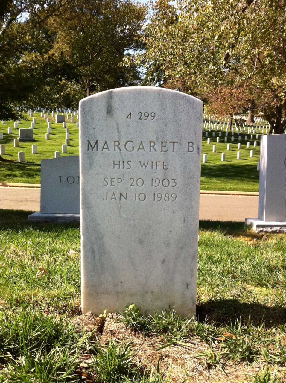 Back of headstone — Margaret Moore