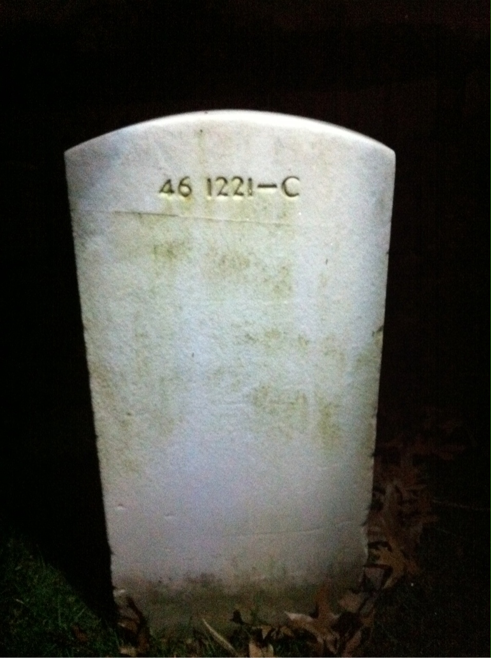 Back of headstone — David William Walsh